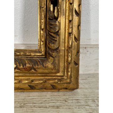 ANTICA GRANDE CORNICE DORATA BAROCCO LEGNO SCOLPITO 91 cm x 72 cm '1800 quadro