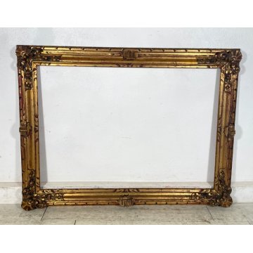 ANTICA GRANDE CORNICE DORATA BAROCCO LEGNO SCOLPITO 90 cm x 120 cm '1800 quadro
