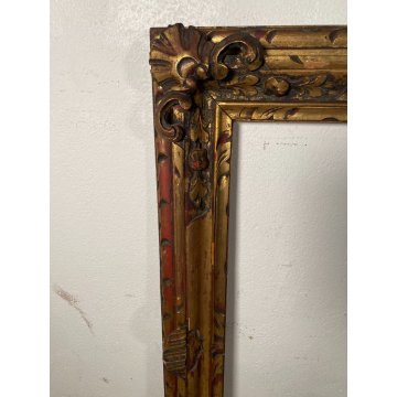 ANTICA GRANDE CORNICE DORATA BAROCCO LEGNO SCOLPITO 90 cm x 120 cm '1800 quadro