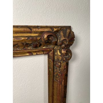 ANTICA GRANDE CORNICE DORATA BAROCCO LEGNO SCOLPITO 90 cm x 120 cm '1800 quadro