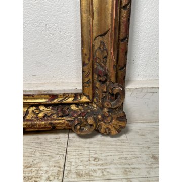 ANTICA GRANDE CORNICE DORATA BAROCCO LEGNO SCOLPITO 90 cm x 120 cm '1800 quadro