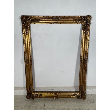 ANTICA GRANDE CORNICE DORATA BAROCCO LEGNO SCOLPITO 90 cm x 120 cm '1800 quadro
