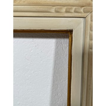 ANTICA PICCOLA CORNICE BIANCA DORATA LEGNO SCOLPITO 58 cm x 48 cm EPOCA '900