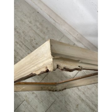 ANTICA PICCOLA CORNICE BIANCA DORATA LEGNO SCOLPITO 58 cm x 48 cm EPOCA '900