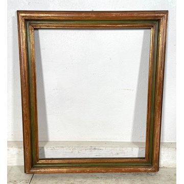 ANTICA CORNICE DORATA LEGNO SCOLPITO 64 cm x 73 cm EPOCA '900 quadro SPECCHIERA