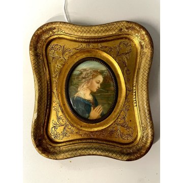 ANTICA MINIATURA RITRATTO copia MADONNA Filippo Lippi CORNICE DORATA religioso