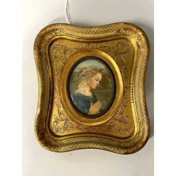ANTICA MINIATURA RITRATTO copia MADONNA Filippo Lippi CORNICE DORATA religioso