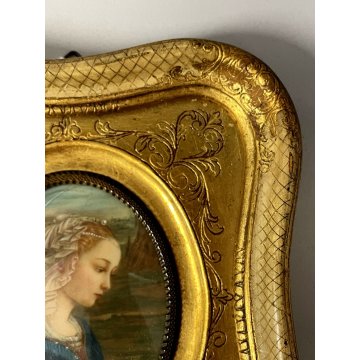 ANTICA MINIATURA RITRATTO copia MADONNA Filippo Lippi CORNICE DORATA religioso