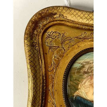 ANTICA MINIATURA RITRATTO copia MADONNA Filippo Lippi CORNICE DORATA religioso