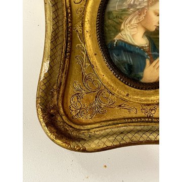 ANTICA MINIATURA RITRATTO copia MADONNA Filippo Lippi CORNICE DORATA religioso