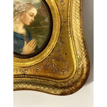 ANTICA MINIATURA RITRATTO copia MADONNA Filippo Lippi CORNICE DORATA religioso
