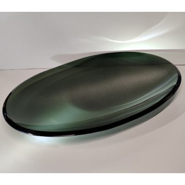 VASSOIO DESIGN Fontana Arte by Max Ingrand 1950 BOWL VETRO MOLATO VERDE 30x47 cm