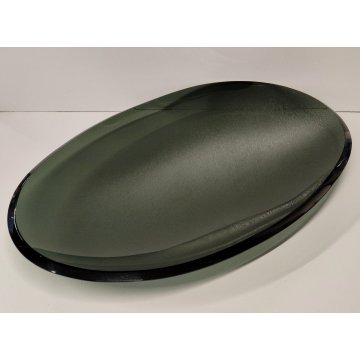 VASSOIO DESIGN Fontana Arte by Max Ingrand 1950 BOWL VETRO MOLATO VERDE 30x47 cm