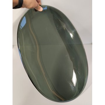 VASSOIO DESIGN Fontana Arte by Max Ingrand 1950 BOWL VETRO MOLATO VERDE 30x47 cm