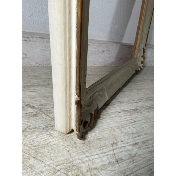 ANTICA PICCOLA CORNICE DORATA BIANCA LEGNO SCOLPITO 58 cm x 48 cm EPOCA '900