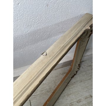 ANTICA PICCOLA CORNICE DORATA BIANCA LEGNO SCOLPITO 58 cm x 48 cm EPOCA '900