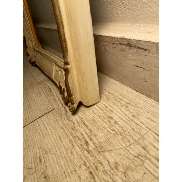 ANTICA PICCOLA CORNICE DORATA BIANCA LEGNO SCOLPITO 58 cm x 48 cm EPOCA '900