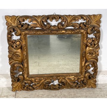 ANTICA SPECCHIERA CORNICE BAROCCA epoca 900 OLD SPECCHIO LEGNO DORATA FOGLIA ORO
