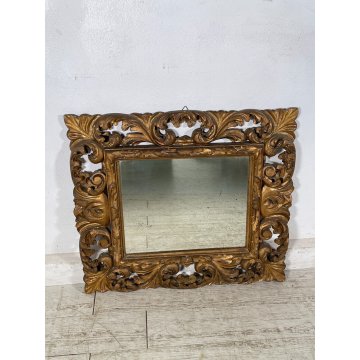 ANTICA SPECCHIERA CORNICE BAROCCA epoca 900 OLD SPECCHIO LEGNO DORATA FOGLIA ORO