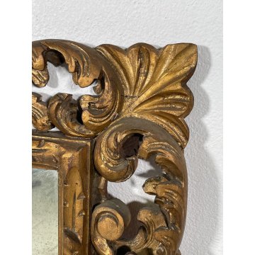 ANTICA SPECCHIERA CORNICE BAROCCA epoca 900 OLD SPECCHIO LEGNO DORATA FOGLIA ORO