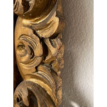 ANTICA SPECCHIERA CORNICE BAROCCA epoca 900 OLD SPECCHIO LEGNO DORATA FOGLIA ORO