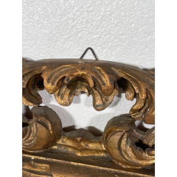 ANTICA SPECCHIERA CORNICE BAROCCA epoca 900 OLD SPECCHIO LEGNO DORATA FOGLIA ORO