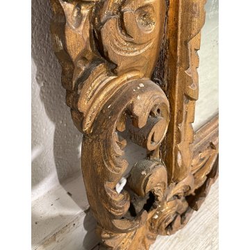 ANTICA SPECCHIERA CORNICE BAROCCA epoca 900 OLD SPECCHIO LEGNO DORATA FOGLIA ORO