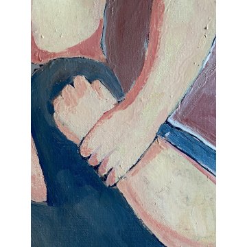 QUADRO DIPINTO ASTRATTO FIGURE SDRAIATE ARTE MODERNA FIRMA "P. Berhizza" (?) '70