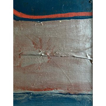 QUADRO DIPINTO ASTRATTO FIGURE SDRAIATE ARTE MODERNA FIRMA "P. Berhizza" (?) '70