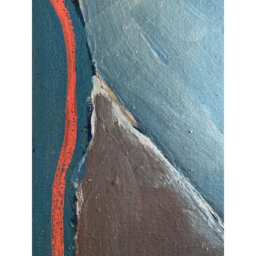QUADRO DIPINTO ASTRATTO FIGURE SDRAIATE ARTE MODERNA FIRMA "P. Berhizza" (?) '70