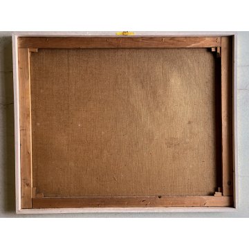 QUADRO DIPINTO ASTRATTO FIGURE SDRAIATE ARTE MODERNA FIRMA "P. Berhizza" (?) '70