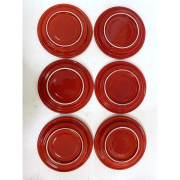 SERVIZIO CAFFE' CERAMICA SMALTO ROSSO 6 tazze 9 Pz. STILE CERAMICHE PICCHIO '70s