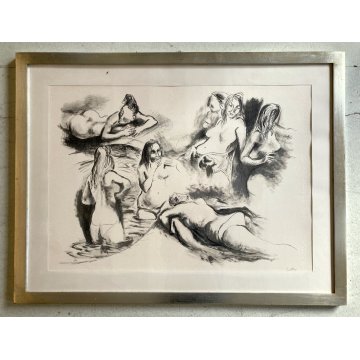 LITOGRAFIA Renato Guttuso "Le bagnanti" NUMERATA I/XXX NUDO FIGURE FEMMINILI 900