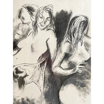 LITOGRAFIA Renato Guttuso "Le bagnanti" NUMERATA I/XXX NUDO FIGURE FEMMINILI 900
