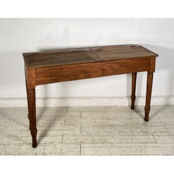 ANTICO SCRITTOIO SCUOLA CONSOLLE 1800 LEGNO NOCE SCRIVANIA BANCO SCHOOL DESK