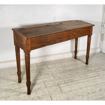 ANTICO SCRITTOIO SCUOLA CONSOLLE 1800 LEGNO NOCE SCRIVANIA BANCO SCHOOL DESK