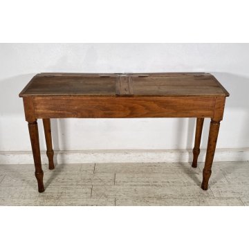 ANTICO SCRITTOIO SCUOLA CONSOLLE 1800 LEGNO NOCE SCRIVANIA BANCO SCHOOL DESK