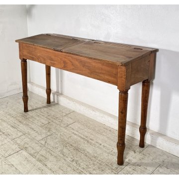 ANTICO SCRITTOIO SCUOLA CONSOLLE 1800 LEGNO NOCE SCRIVANIA BANCO SCHOOL DESK