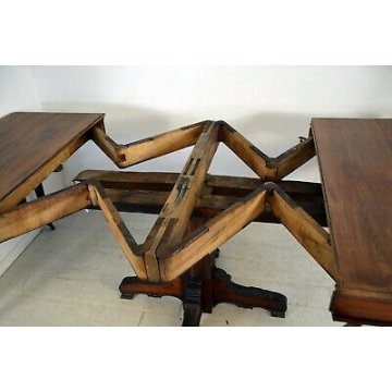 GRANDE ANTICO TAVOLO ALLUNGABILE EPOCA 800 TABLE LARICE 3 METRI 300 CM ROTELLE