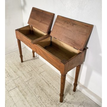 ANTICO SCRITTOIO SCUOLA CONSOLLE 1800 LEGNO NOCE SCRIVANIA BANCO SCHOOL DESK