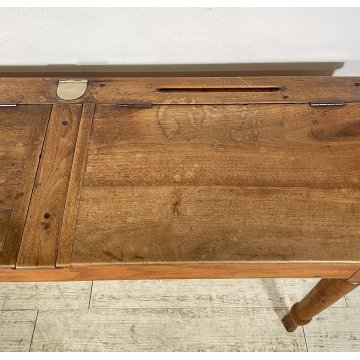 ANTICO SCRITTOIO SCUOLA CONSOLLE 1800 LEGNO NOCE SCRIVANIA BANCO SCHOOL DESK
