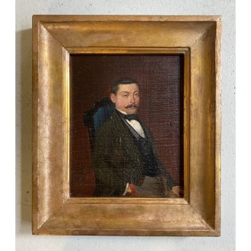 ANTICO DIPINTO OLIO TAVOLA RITRATTO MASCHILE NOBILUOMO G.B. Ceretti INTRA '800