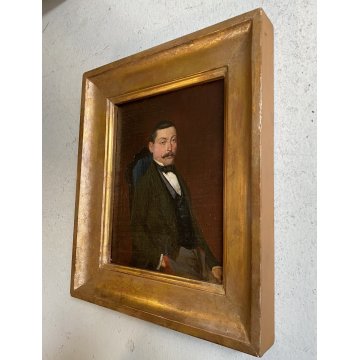 ANTICO DIPINTO OLIO TAVOLA RITRATTO MASCHILE NOBILUOMO G.B. Ceretti INTRA '800