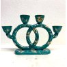 ANTICO CANDELABRO CERAMICA Lavenia DESIGN G. Andlovitz VERDE ORO 4 LUMI ART DECO