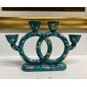 ANTICO CANDELABRO CERAMICA Lavenia DESIGN G. Andlovitz VERDE ORO 4 LUMI ART DECO