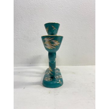 ANTICO CANDELABRO CERAMICA Lavenia DESIGN G. Andlovitz VERDE ORO 4 LUMI ART DECO