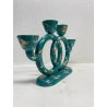 ANTICO CANDELABRO CERAMICA Lavenia DESIGN G. Andlovitz VERDE ORO 4 LUMI ART DECO