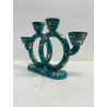 ANTICO CANDELABRO CERAMICA Lavenia DESIGN G. Andlovitz VERDE ORO 4 LUMI ART DECO