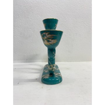ANTICO CANDELABRO CERAMICA Lavenia DESIGN G. Andlovitz VERDE ORO 4 LUMI ART DECO