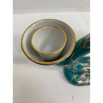 ANTICO CANDELABRO CERAMICA Lavenia DESIGN G. Andlovitz VERDE ORO 4 LUMI ART DECO